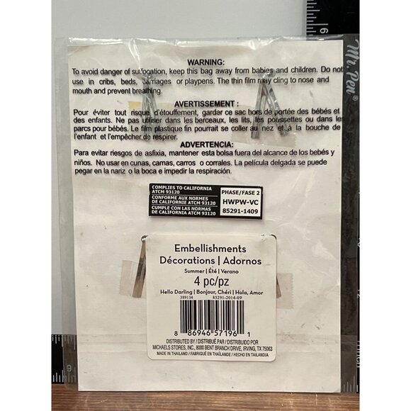 BE BOLD 4 Piece Embellishment SET W Hanger BANNER BY MICHAELS HELLO DARLING GIRL - Picture 3 of 3